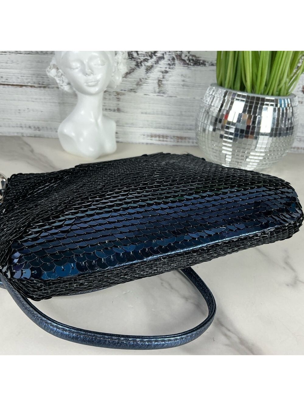 Coach Vintage Poppy Sequins Metallic Blue Sequin‎ Crossbody Bag - Picture 6 of 11